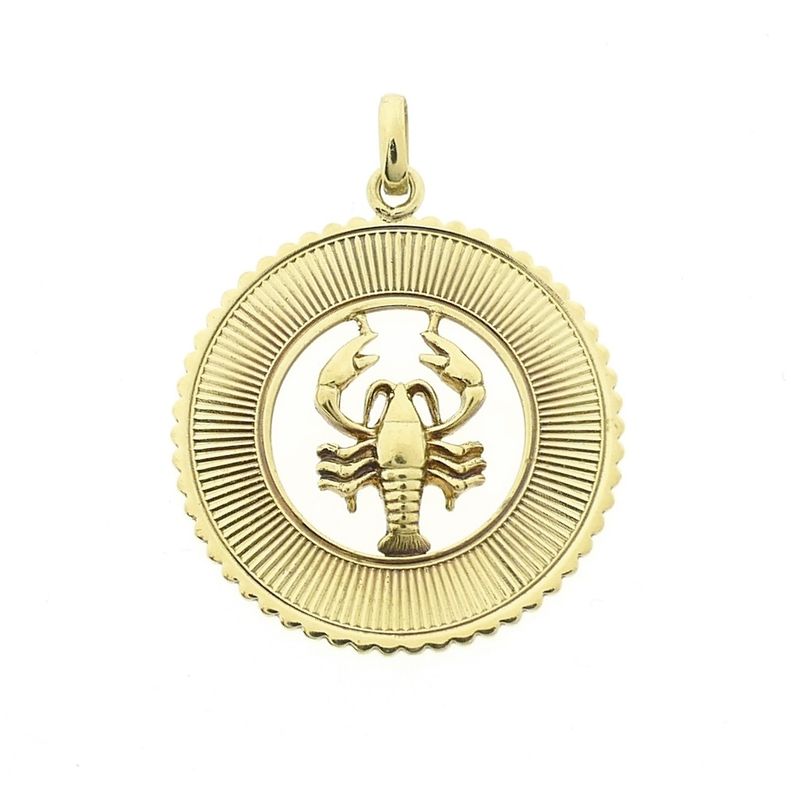 Image 1 of Gold zodiac sign pendant; Cancer