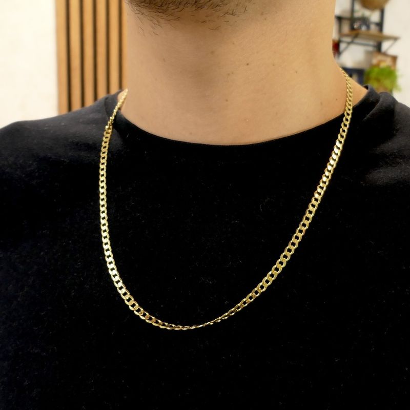 Image 8 of Gold flat gourmet link chain | 60.5 cm