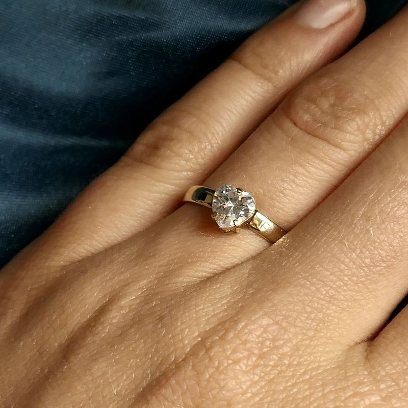 Image 3 of 9 carat solitaire ring with zirconia in heart shape