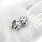 Image 13 of White gold domed stud earrings with aquamarine and amethyst