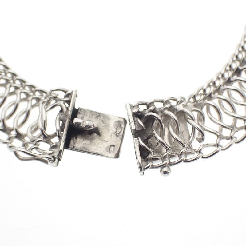 Image 11 of Silver wide braided link bracelet | 20 cm