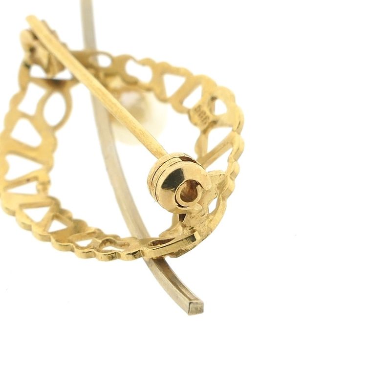 Image 4 of Gold fantasy brooch with pearl | Vintage