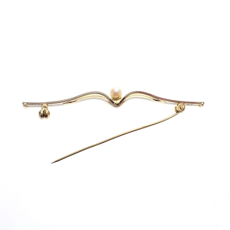 Image 5 of Two-tone gold brooch with pearl