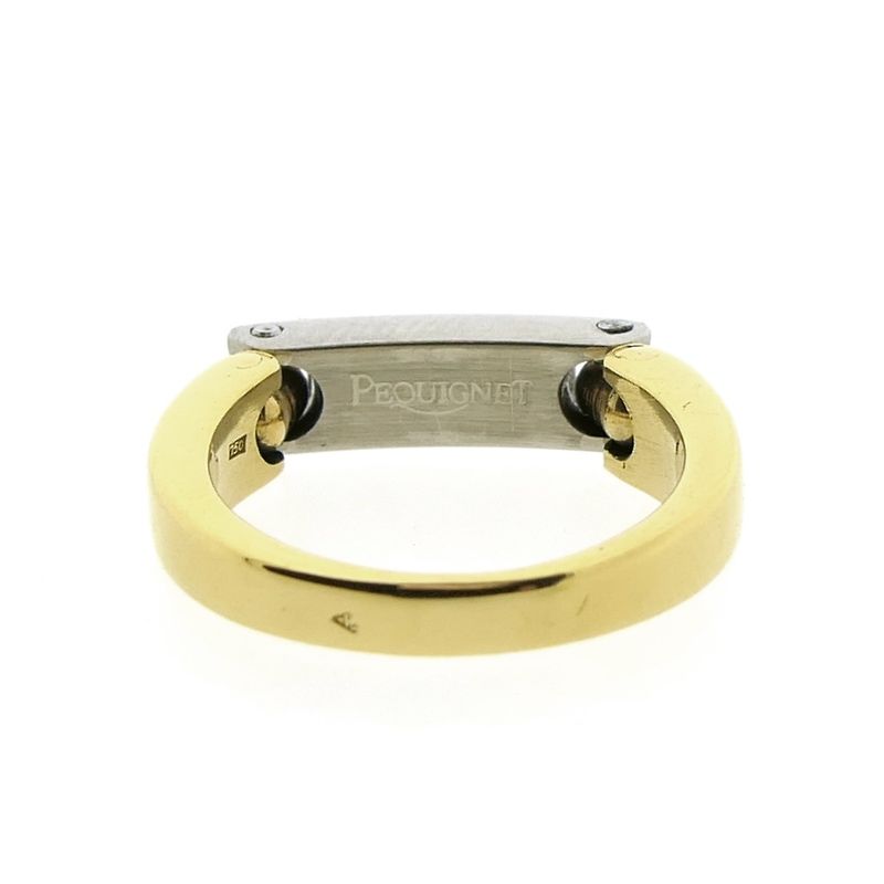 Image 8 of Pequignet two-tone gold ring with steel and diamond; 0.06 ct.
