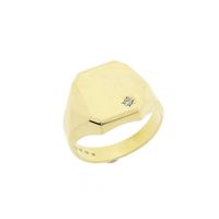 Vintage gold signet ring with zirconia | Men