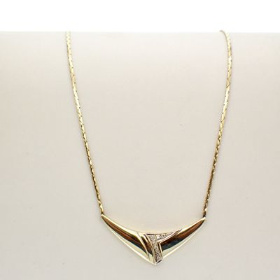 Gold necklace with fixed diamond pendant; 0.07 ct. Image 1 of Gold necklace with fixed diamond pendant; 0.07 ct.