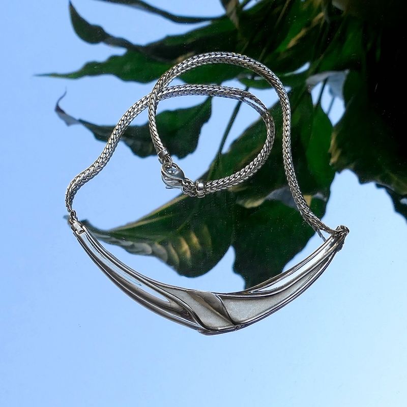 Image 2 of Silver necklace with fixed pendant | 42 cm