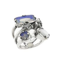 Silver ring with moonstones