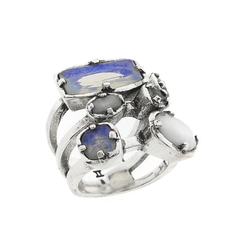 Image 1 of Silver ring with moonstones