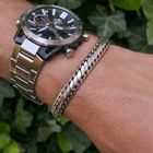 Image 4 of Silver Buddha to Buddha bracelet with turquoise; Ben XS | 18 cm