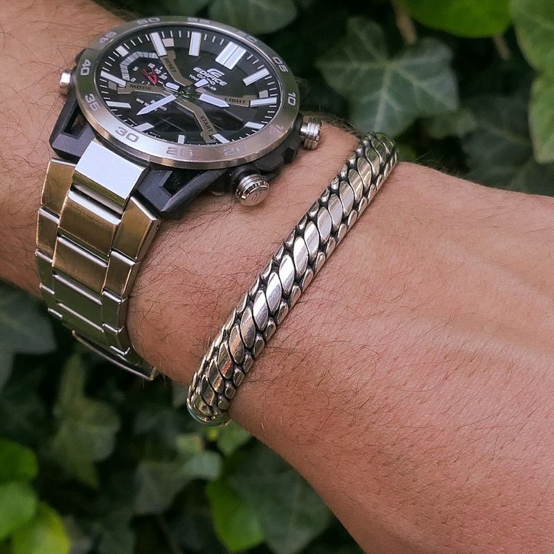 Image 4 of Silver Buddha to Buddha bracelet with turquoise; Ben XS | 18 cm