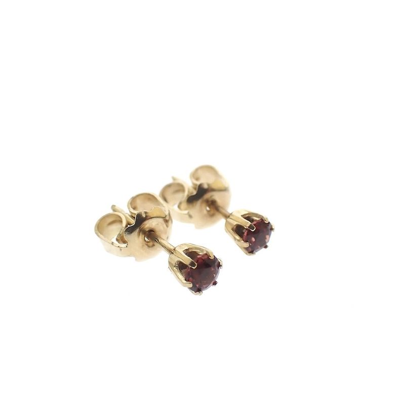 Image 3 of Gold stud earrings with red/rose stone