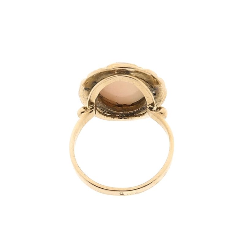 Image 3 of Gold ring set with angel skin coral