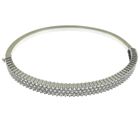 Image 7 of White gold bangle bracelet with a cluster of zirconia stones | Ø 63 mm