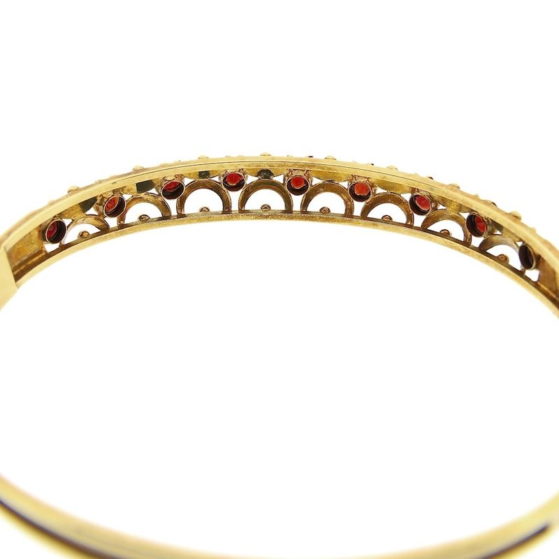 Image 5 of Vintage gold bangle with garnet; Size M