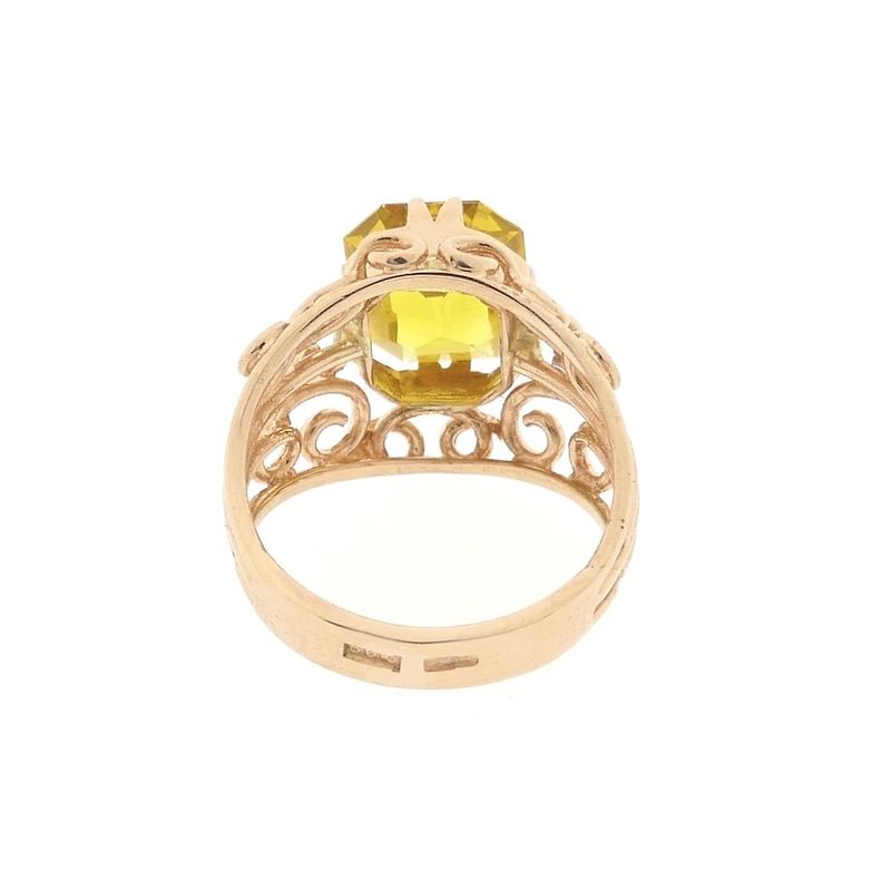Image 6 of Vintage rose gold ring set with synthetic yellow gemstone