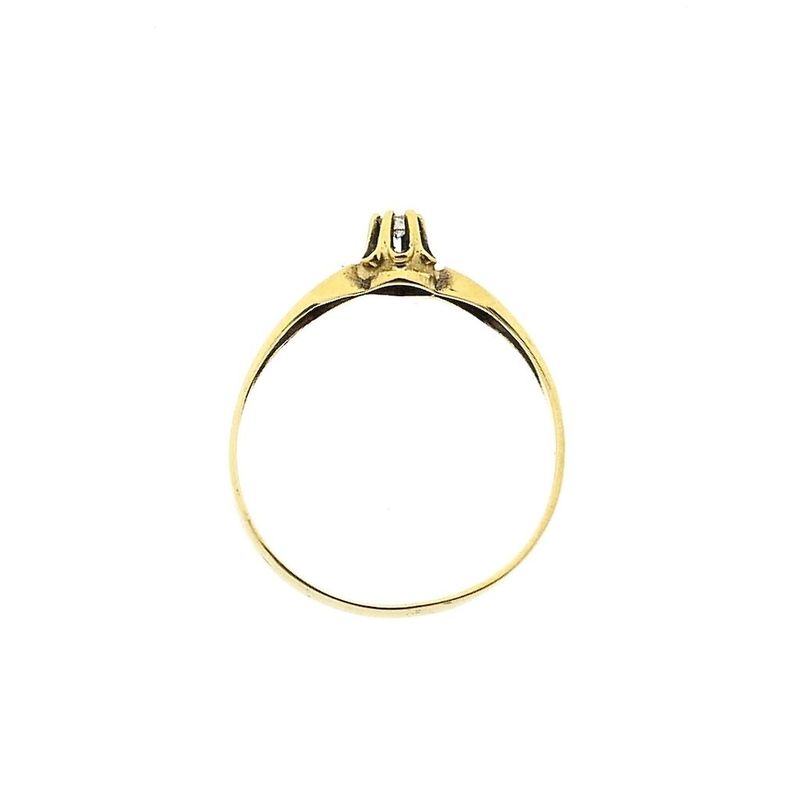 Image 5 of Gold solitaire ring with diamond; 0.04 ct.