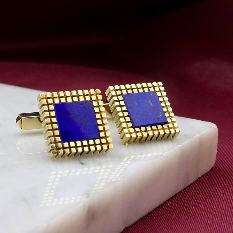 Image 8 of Gold cufflinks with Lapis Lazuli