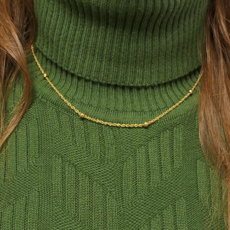 Image 11 of 8K Twisted Link Chain with Beads | 40cm - 42cm