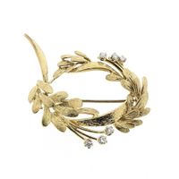 Vintage gold fantasy brooch with diamond 0.21 ct.