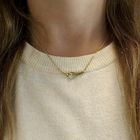 Image 7 of Gold gourmet link necklace with fixed pendant and zirconia