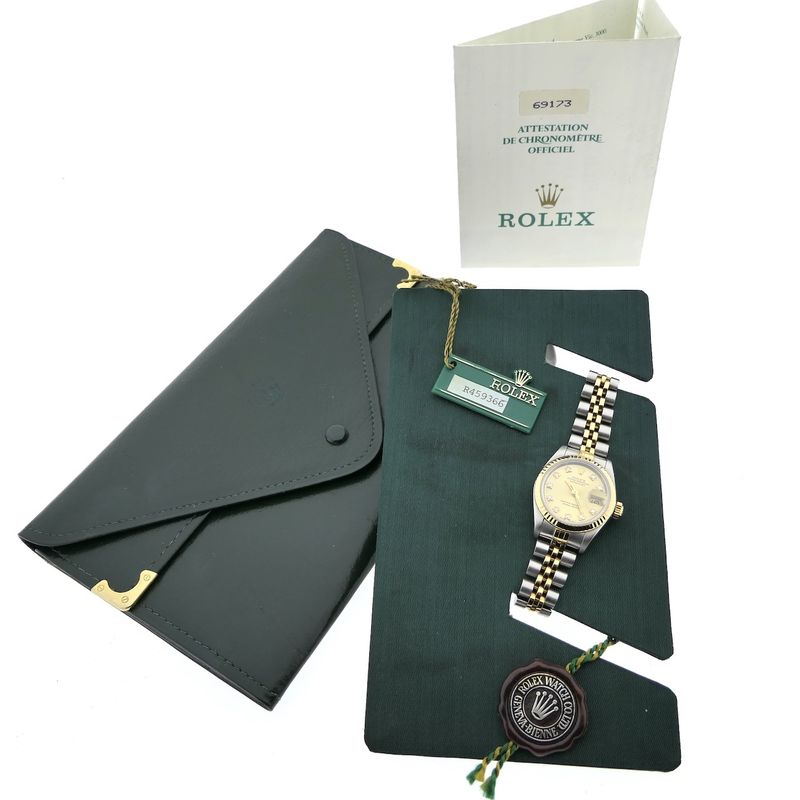 Image 4 of Rolex Lady-Datejust 26mm 69173; 18k. Vintage 18k. gold/steel women's watch with diamonds