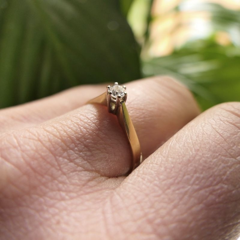 Image 7 of Gold solitaire ring with diamond | 0.16 ct.