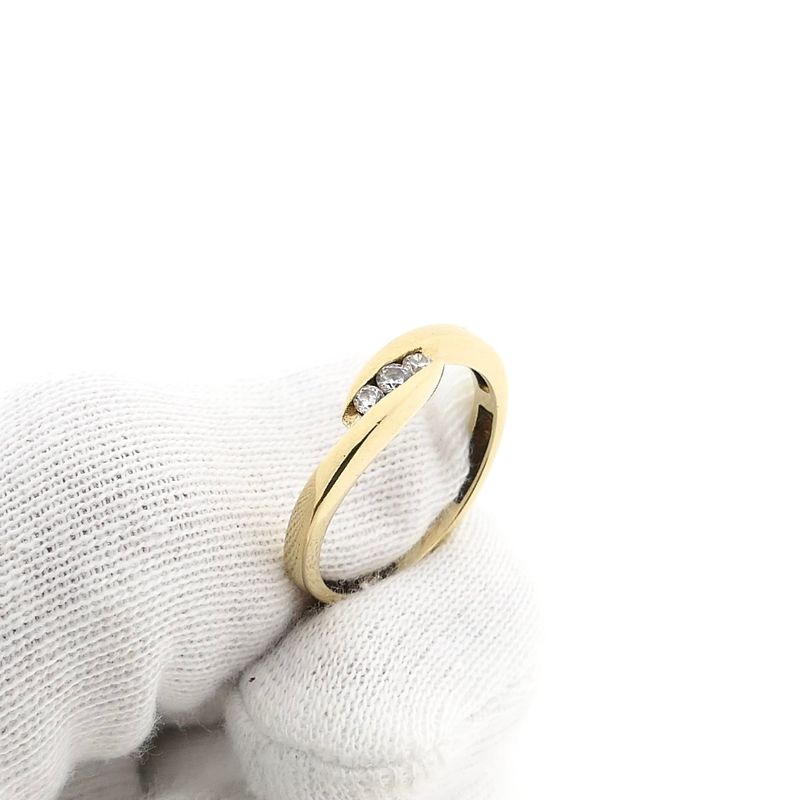 Image 9 of Gold Ring with Zirconia; 14 Karat; Size 17.25