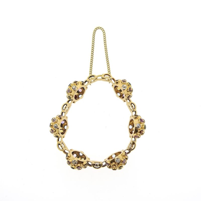 Image 3 of 18K gold Sputnik bracelet with colored stones | 17 cm