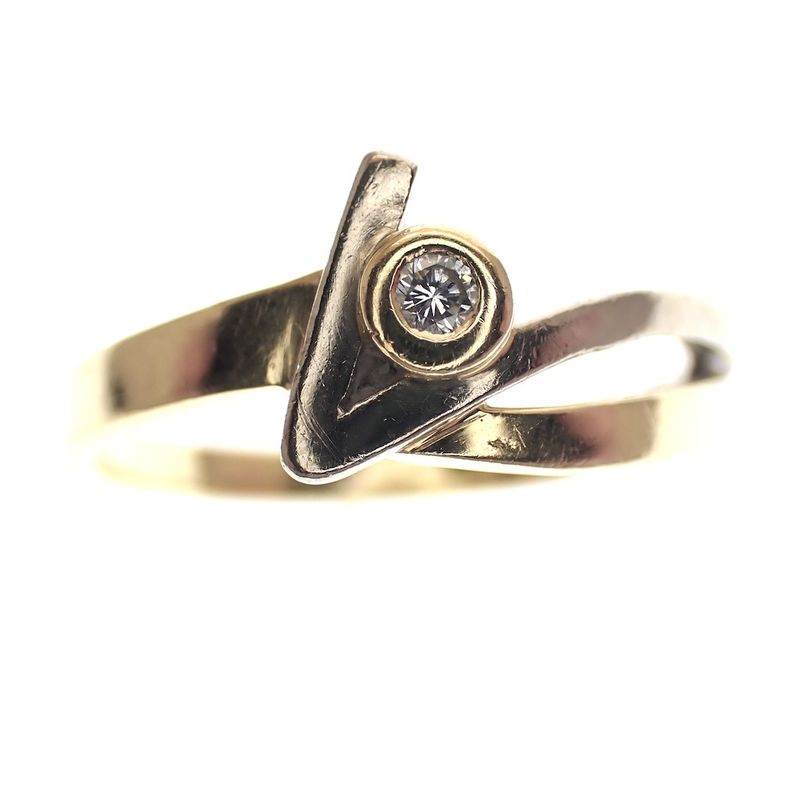 Image 2 of Two-tone gold fantasy ring with 0.03 ct diamond.