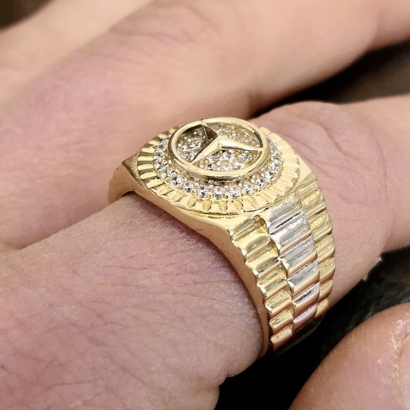 Image 9 of Two-tone gold ring with Mercedes logo