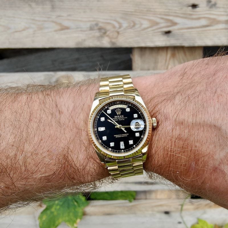 Image 8 of Rolex Day-Date 18038; 18k men's watch on President strap