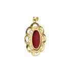Image 3 of Antique Gold Pendant with Blood Coral