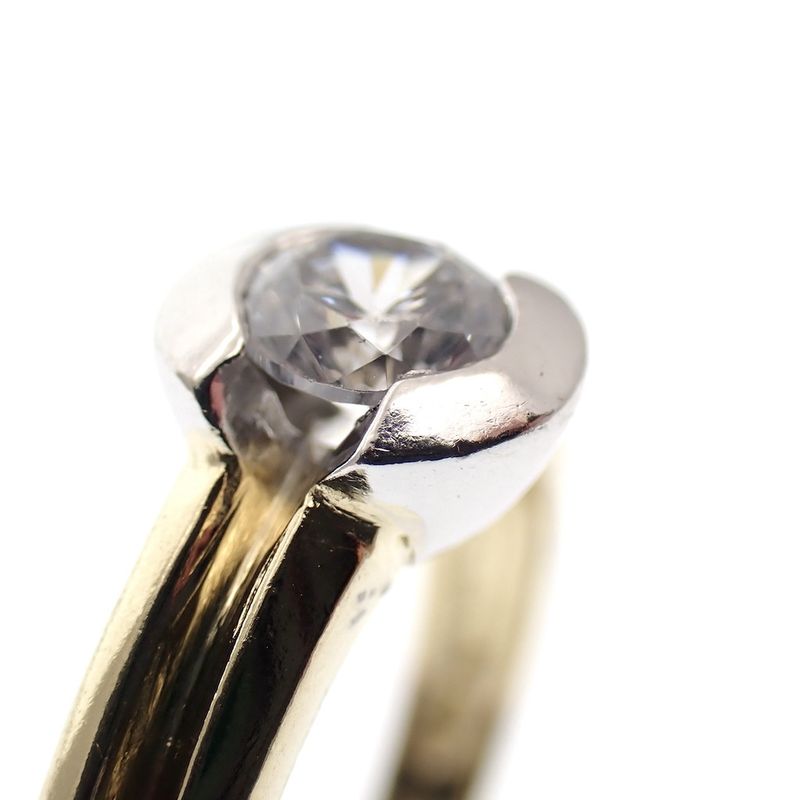 Image 9 of Two-tone gold solitaire ring with zirconia