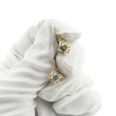 Image 1 of 18K Two-tone gold earrings with zirconia | Vintage