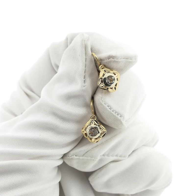 Image 1 of 18K Two-tone gold earrings with zirconia | Vintage