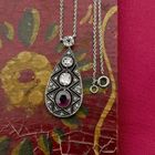 Image 2 of White gold necklace with fixed pendant and diamonds; Approx. 0.50 ct.