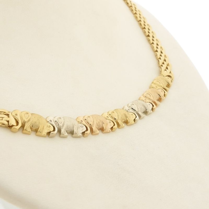 Image 3 of Gold Bismarck link chain with elephants