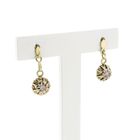 Image 3 of Bicolor Gold Earrings with Floral Pendant and Diamonds