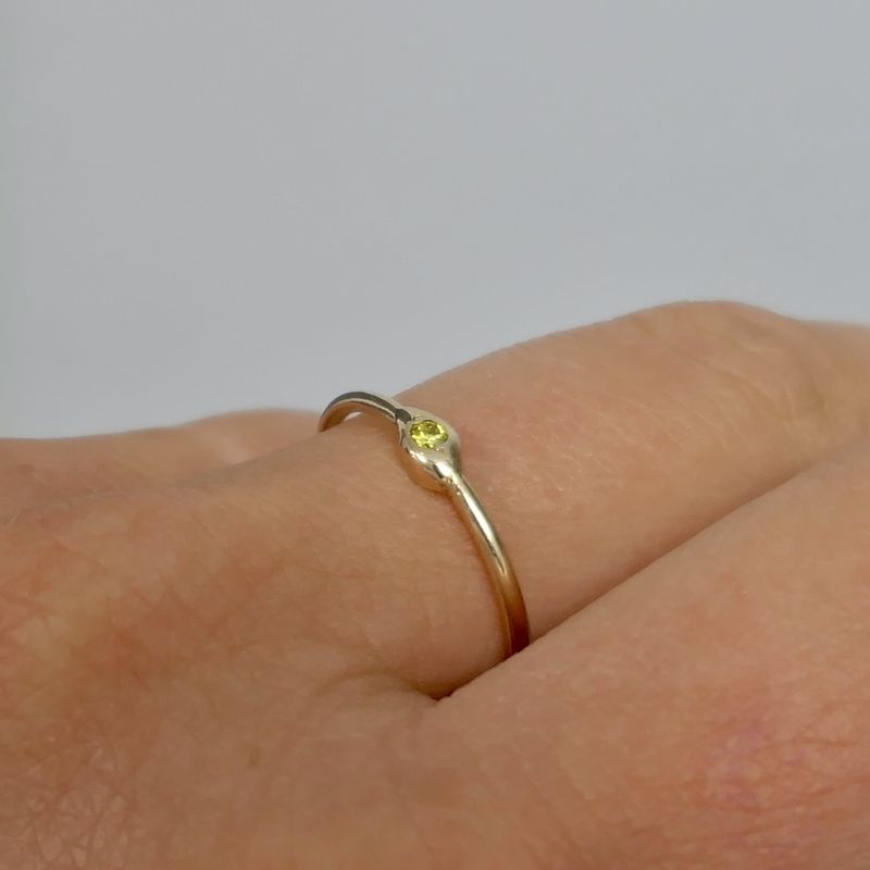 Image 6 of Rose gold solitaire ring with yellow diamond; 0.04 ct.