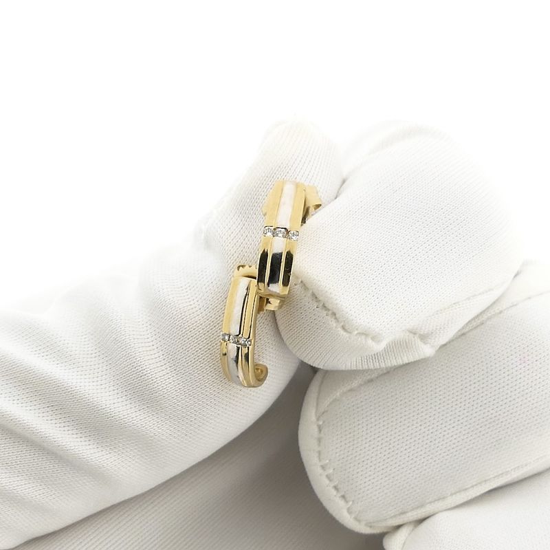 Image 13 of Bicolor gold stud earrings with zirconia