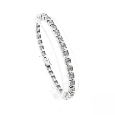 Image 1 of White gold link bracelet with diamond; 0.68 ct.