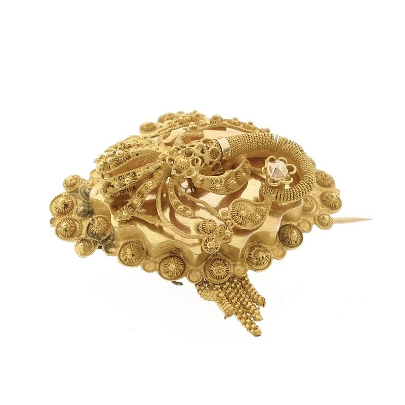 Image 5 of Gold brooch of a hat bell | Filigree technique