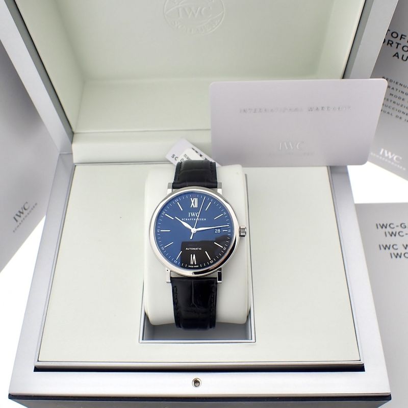 Image 10 of IWC Portofino; Automatic men's watch with leather strap