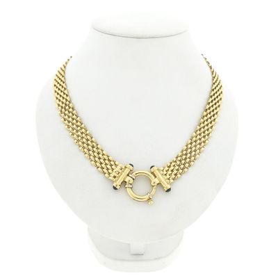 Image 1 of Golden Panther Link Necklace with Sapphire | 45 cm