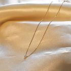 Image 2 of Gold necklace with a fixed diamond pendant; 0.03 ct. | 42 cm