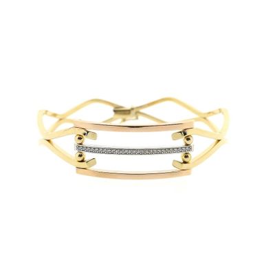 Image 1 of Arpas tricolor gold bangle with zirconia; Size M/L