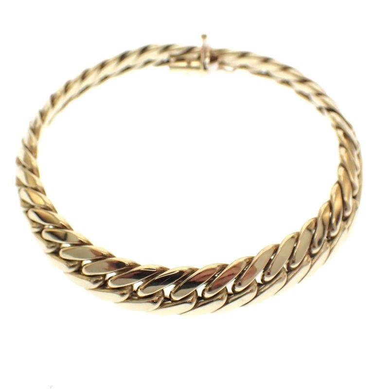 Image 1 of Gold flat gourmet link bracelet | 18.5 cm