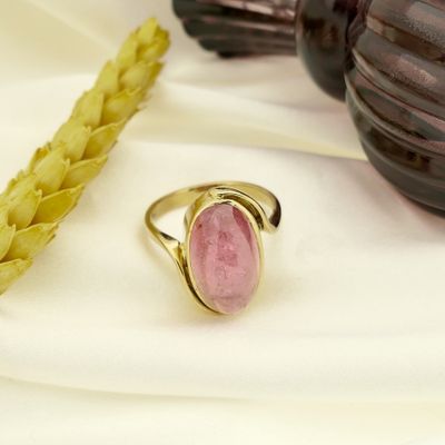 Image 2 of 18 carat gold entourage ring with pink tourmaline; Petit dor