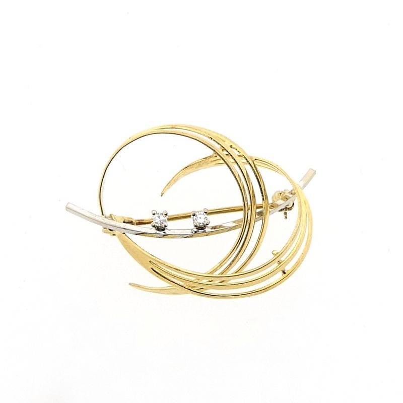 Image 1 of Two-tone gold fantasy brooch with diamonds; 0.02 ct.